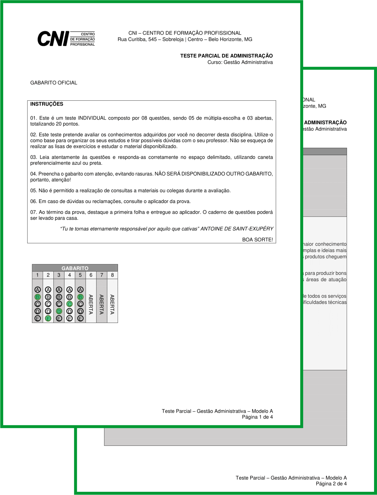 Caderno de Respostas