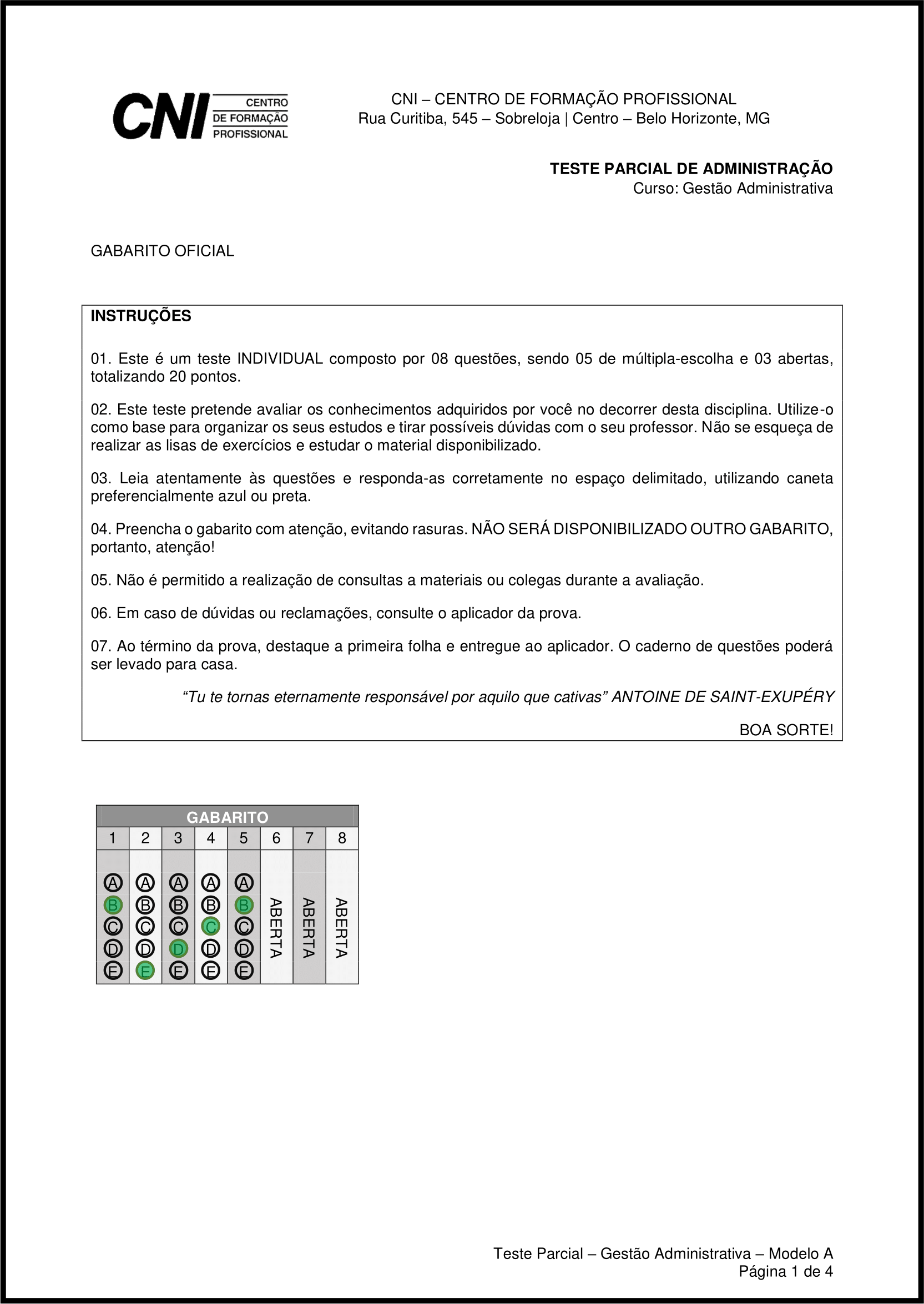 Caderno de Respostas - Página 01