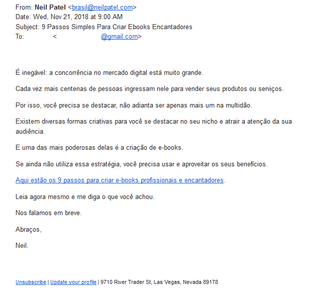 Exemplo de E-mail