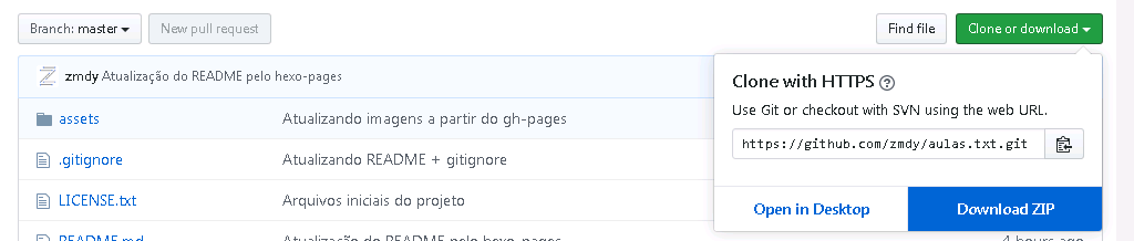 Destaque da Área de Download no GitHub